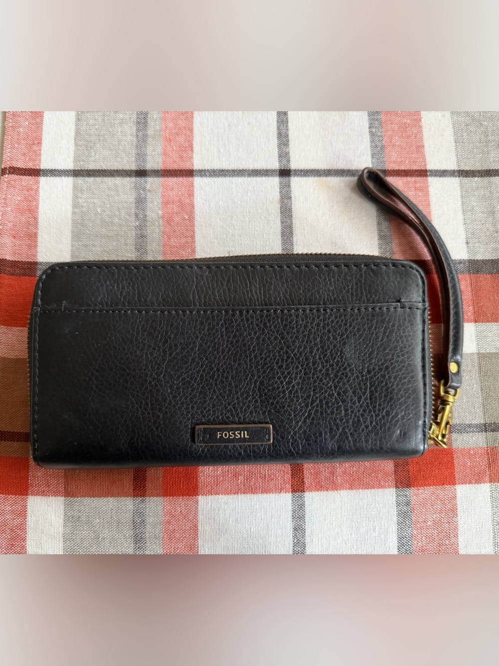 Fossil Black Leather Wristlet wallet